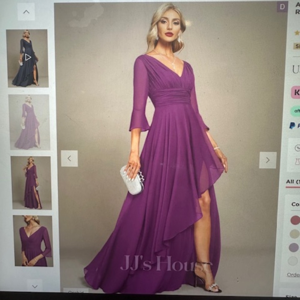 JJ's House Orchid Gown A-Line, V neck,Chiffon. Size 18